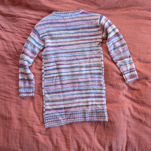 Fatface Kids Girls 11 12 yrs Striped Cozy Pink Purple Sweater Dress Wool Blend - Picture 4 of 9